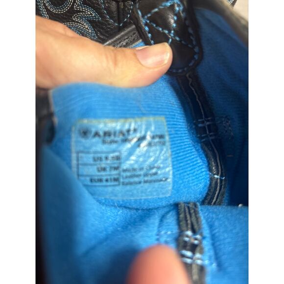 Ariat Fatbaby Black Blue Western Cowboy Boots Size 9.5 Mid Calf Embroidered - Picture 7 of 12